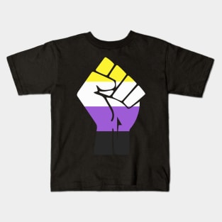 Black Lives Matter Fist LGBT Non-Binary Flag Kids T-Shirt